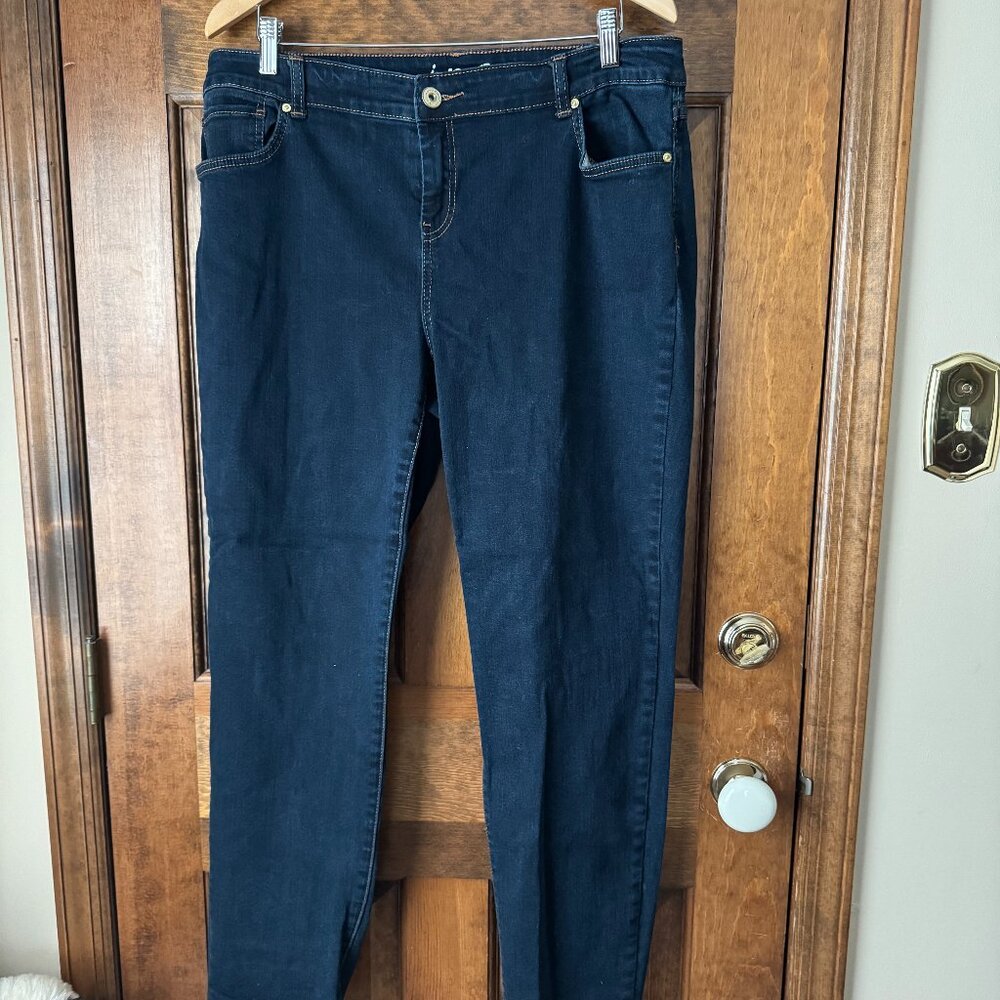 INC International Concepts Denim Dark Rinse Skinny Leg/Curvy Fit Jeans Size 16